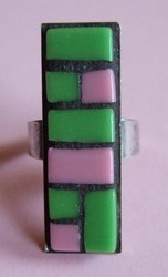 ring, roze, groen, 12 x 35 mm